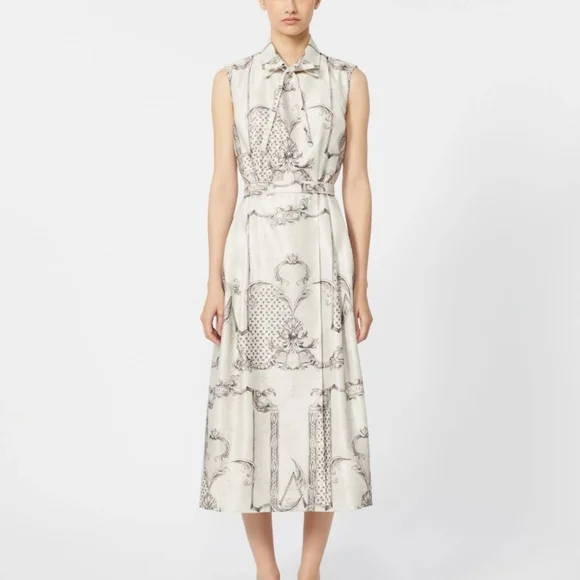 MaxMara Printed Mikado shirt dress - Ivory - Picture 3 of 14